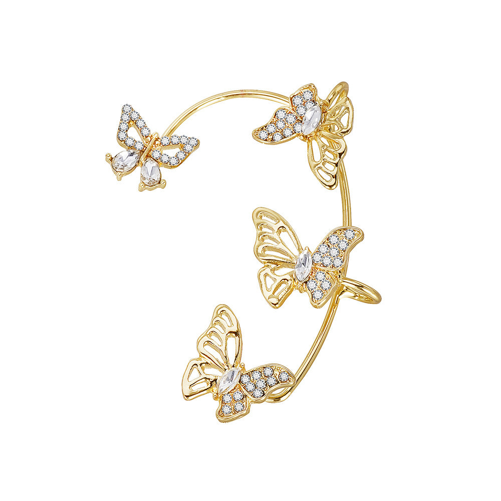 Boucles d’Oreilles Femme – Papillon Élégant, Sans Perçage, Pierres Synthétiques