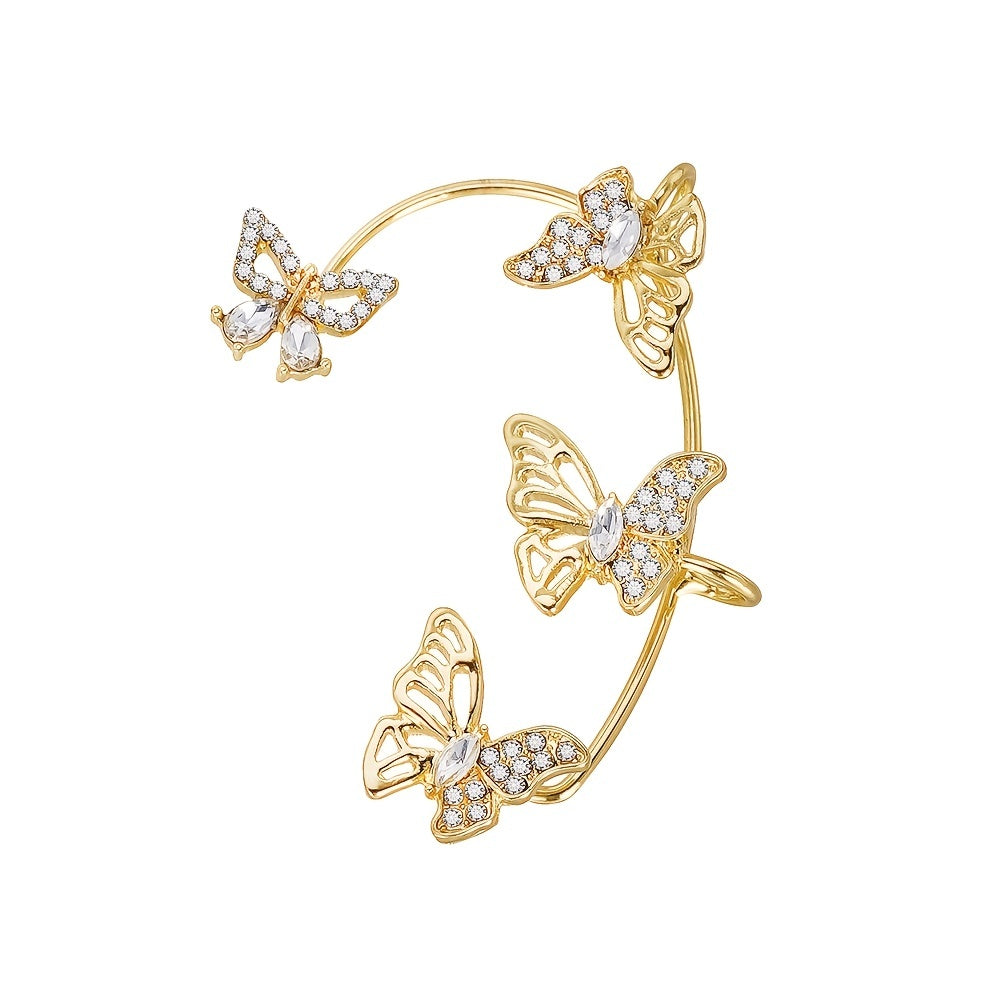Boucles d’Oreilles Femme – Papillon Élégant, Sans Perçage, Pierres Synthétiques