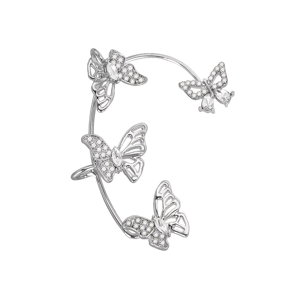 Boucles d’Oreilles Femme – Papillon Élégant, Sans Perçage, Pierres Synthétiques