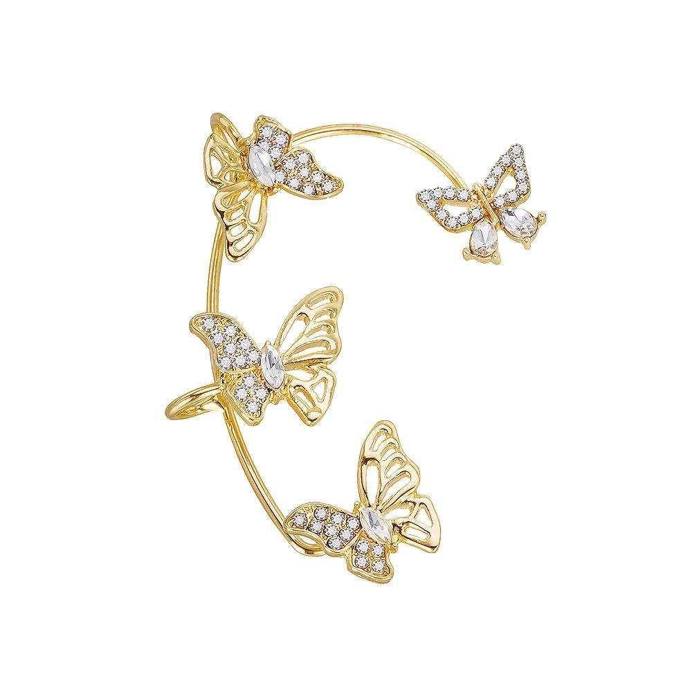 Boucles d’Oreilles Femme – Papillon Élégant, Sans Perçage, Pierres Synthétiques