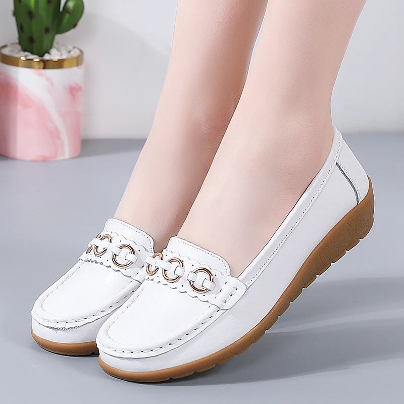 Woman Shoes Soft Low Heels Flat Shoes For Women Leather Casual Zapatos De Mujer Elegant Heel Women's Shoes Flats Female Footwear
