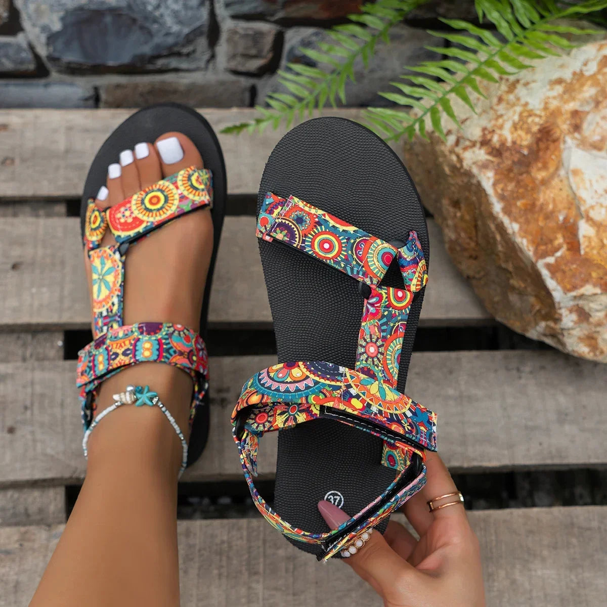 Lightweight Flat Sandals – Soft Sole Bohemian Shoes for Women