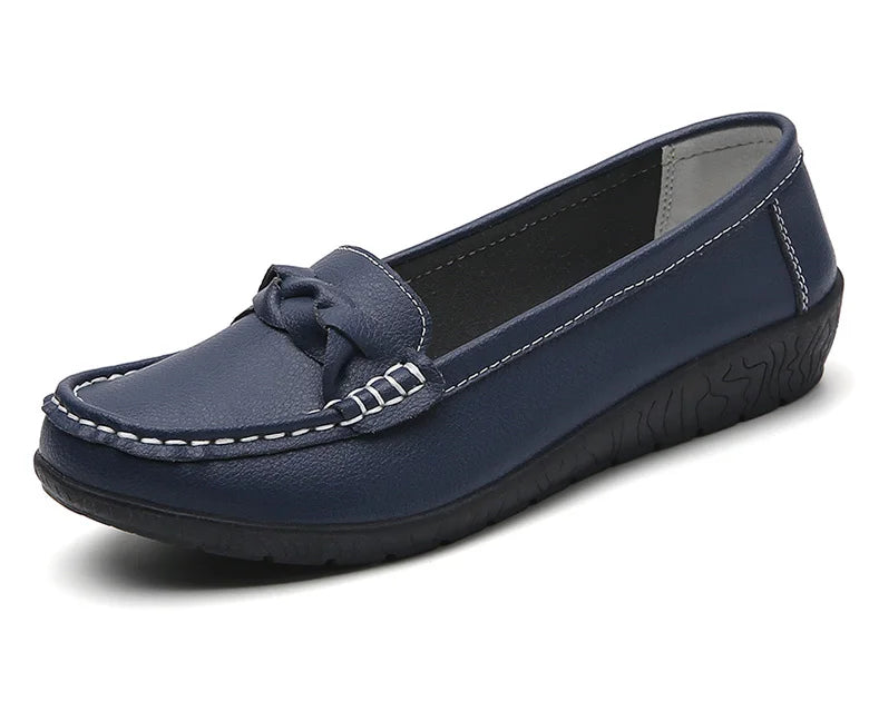 Women’s Leather Flat Shoes 2025 – Casual Loafers White Footwear