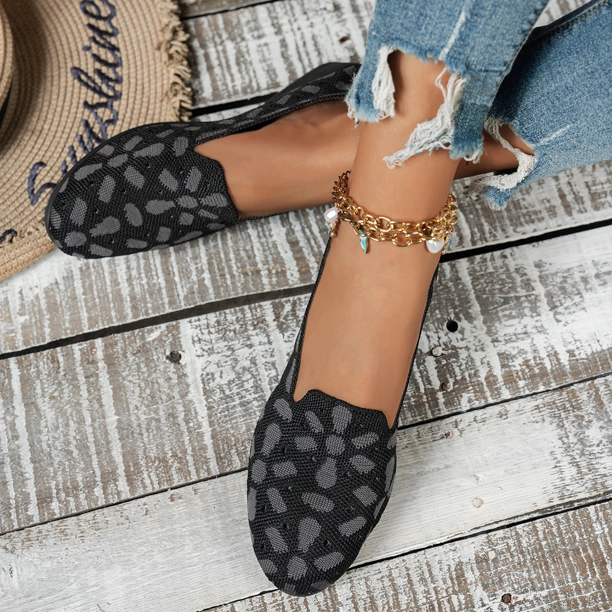 Women’s Pattern Flat Shoes – Comfortable Designer Footwear