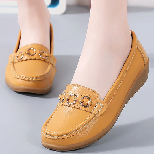 Woman Shoes Soft Low Heels Flat Shoes For Women Leather Casual Zapatos De Mujer Elegant Heel Women's Shoes Flats Female Footwear