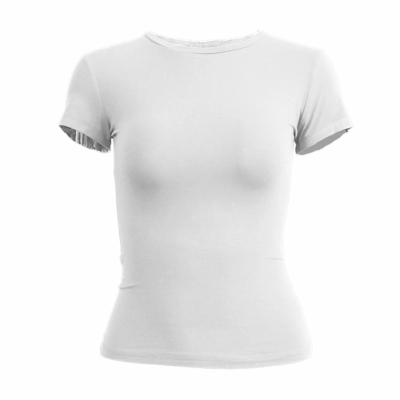 T-shirt Femme Manches Courtes – Slim Fit Col Rond Tricoté Style Y2K 2024