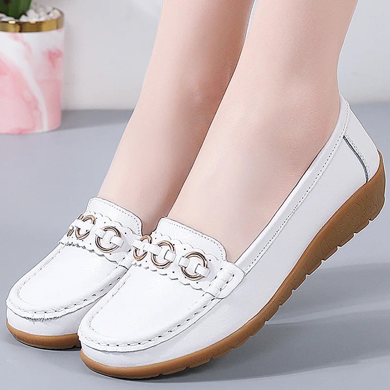 Woman Shoes Soft Low Heels Flat Shoes For Women Leather Casual Zapatos De Mujer Elegant Heel Women's Shoes Flats Female Footwear