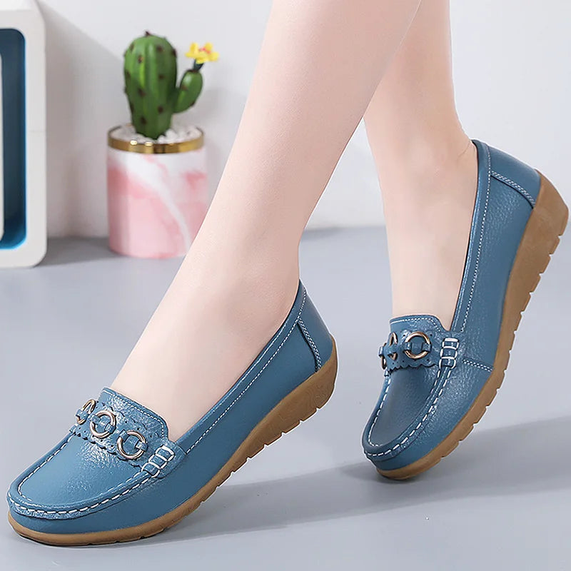 Woman Shoes Soft Low Heels Flat Shoes For Women Leather Casual Zapatos De Mujer Elegant Heel Women's Shoes Flats Female Footwear