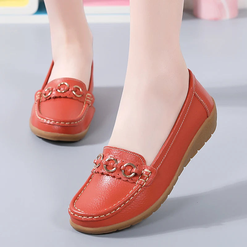 Woman Shoes Soft Low Heels Flat Shoes For Women Leather Casual Zapatos De Mujer Elegant Heel Women's Shoes Flats Female Footwear
