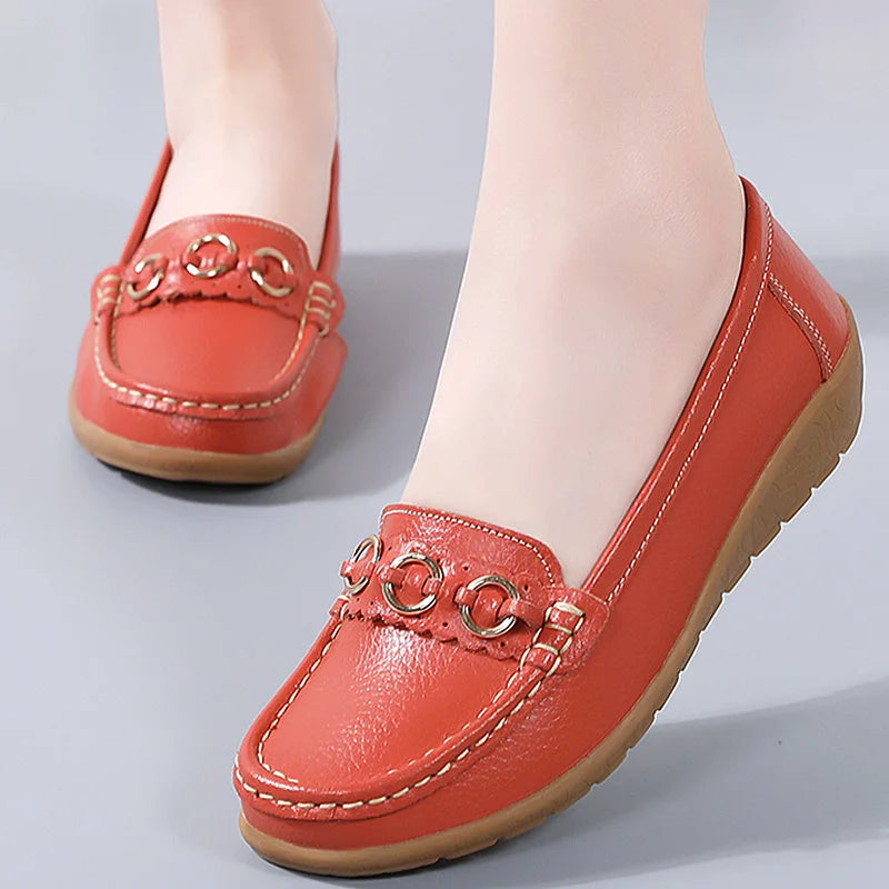 Woman Shoes Soft Low Heels Flat Shoes For Women Leather Casual Zapatos De Mujer Elegant Heel Women's Shoes Flats Female Footwear