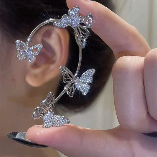 Boucles d’Oreilles Femme – Papillon Élégant, Sans Perçage, Pierres Synthétiques