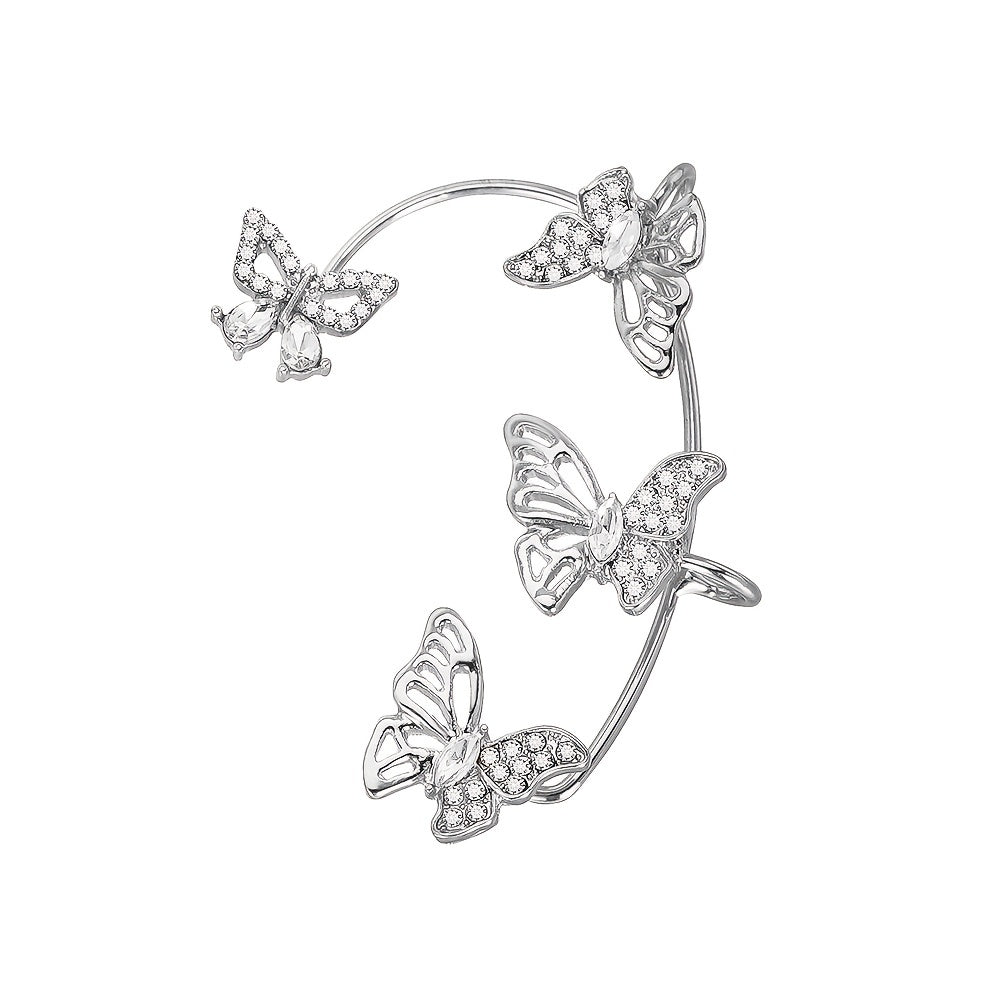Boucles d’Oreilles Femme – Papillon Élégant, Sans Perçage, Pierres Synthétiques