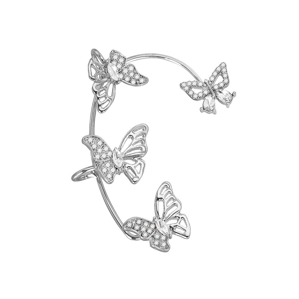 Boucles d’Oreilles Femme – Papillon Élégant, Sans Perçage, Pierres Synthétiques